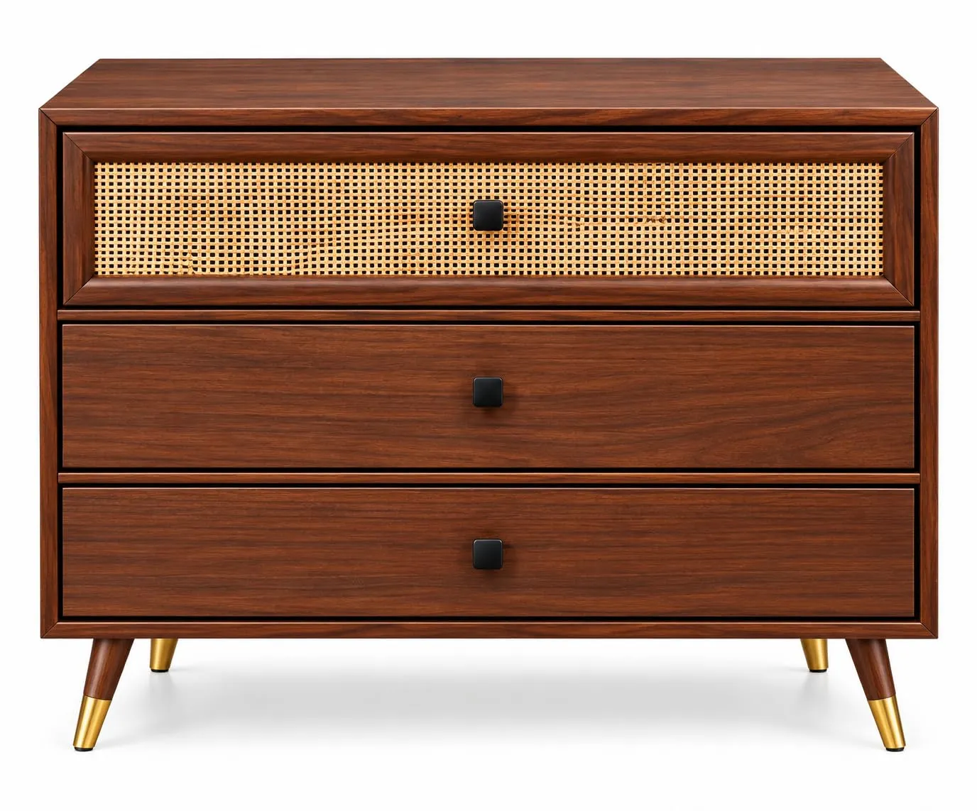 Cane Chest of Drawers – 3 Drawers, Solid Wood — view 5