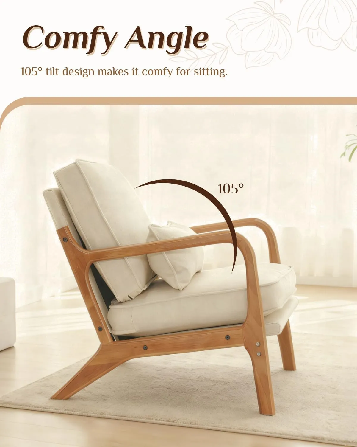 Mid-Century Accent Chair – Beige Corduroy