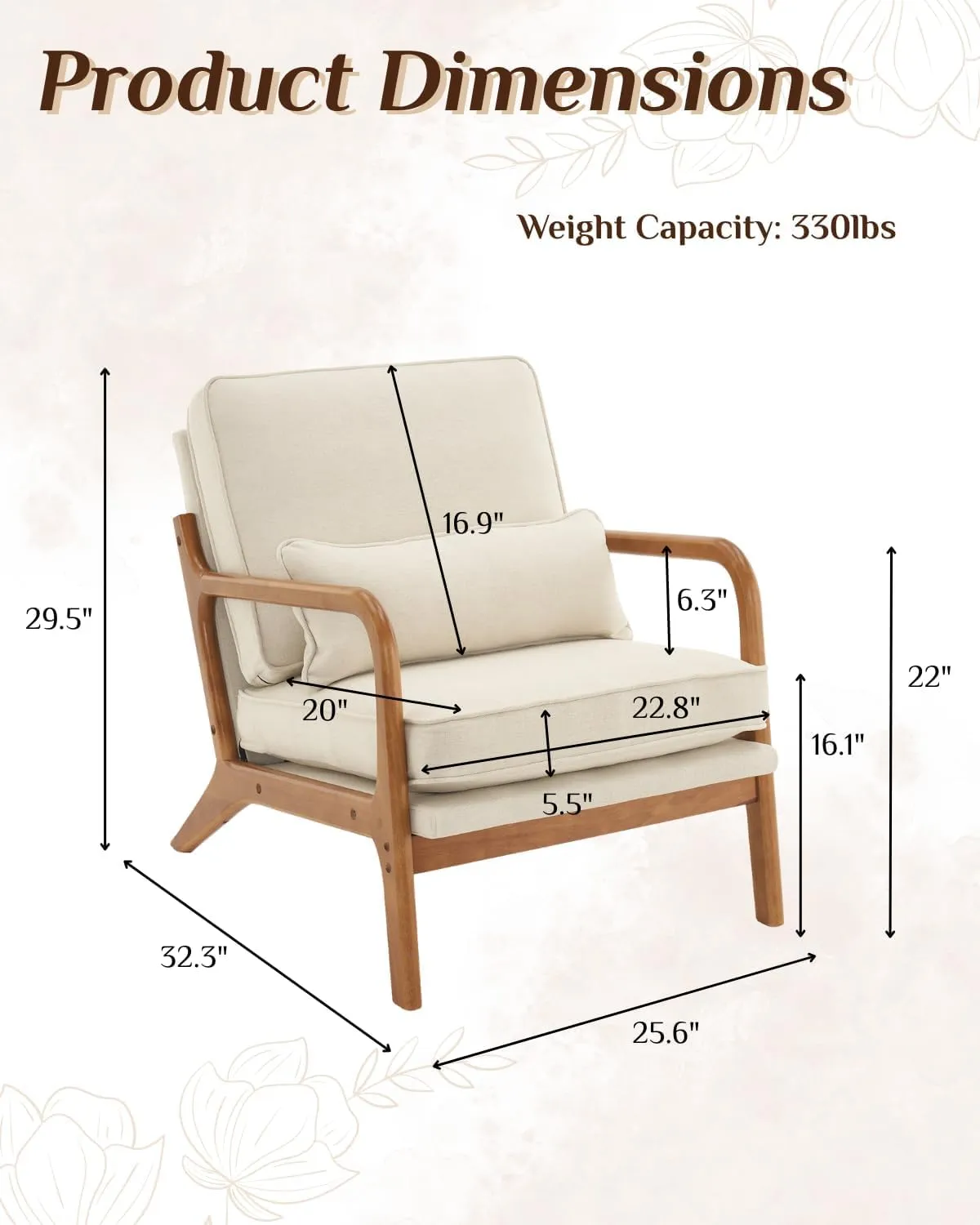 Mid-Century Accent Chair – Beige Corduroy