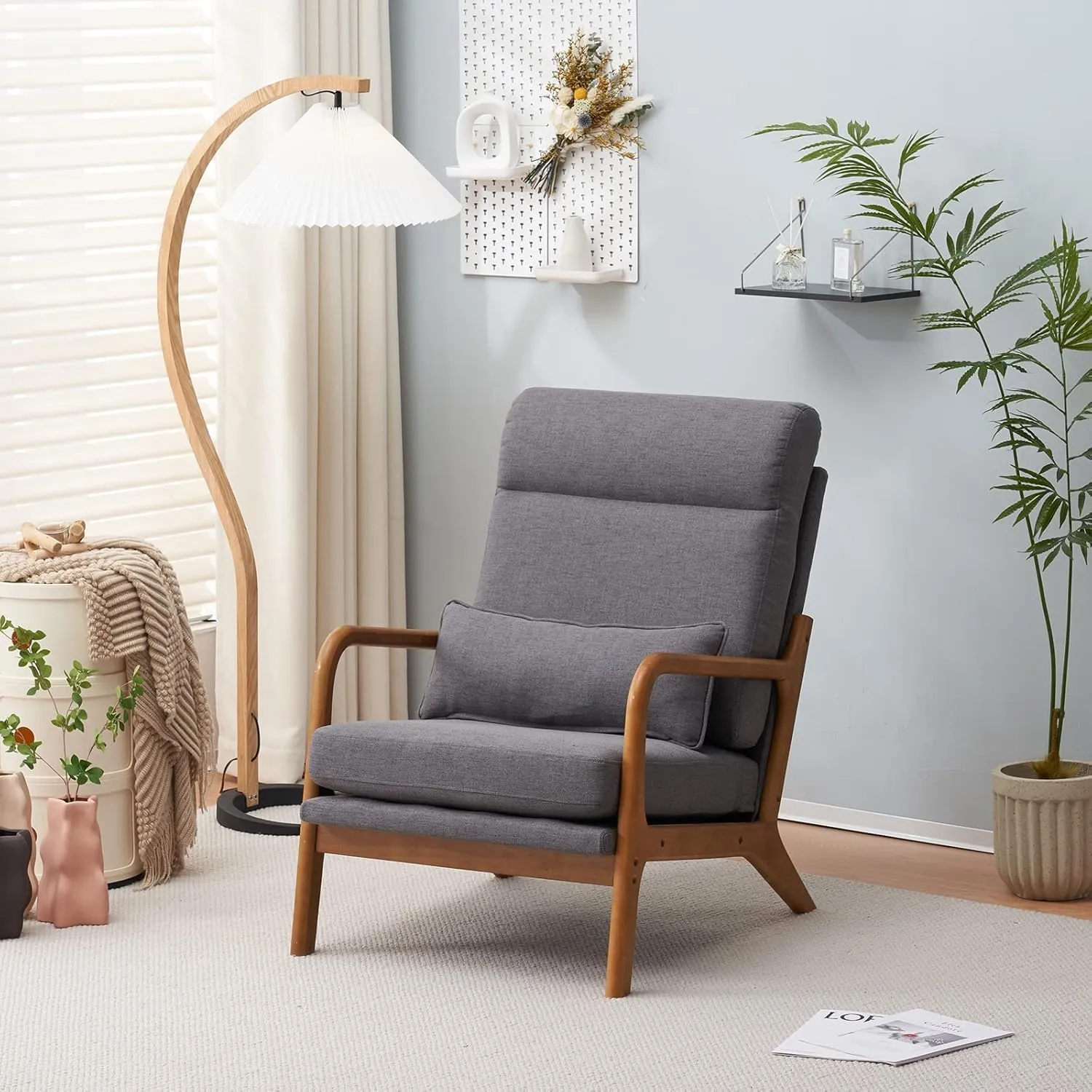 Mid-Century Accent Chair – Beige Corduroy