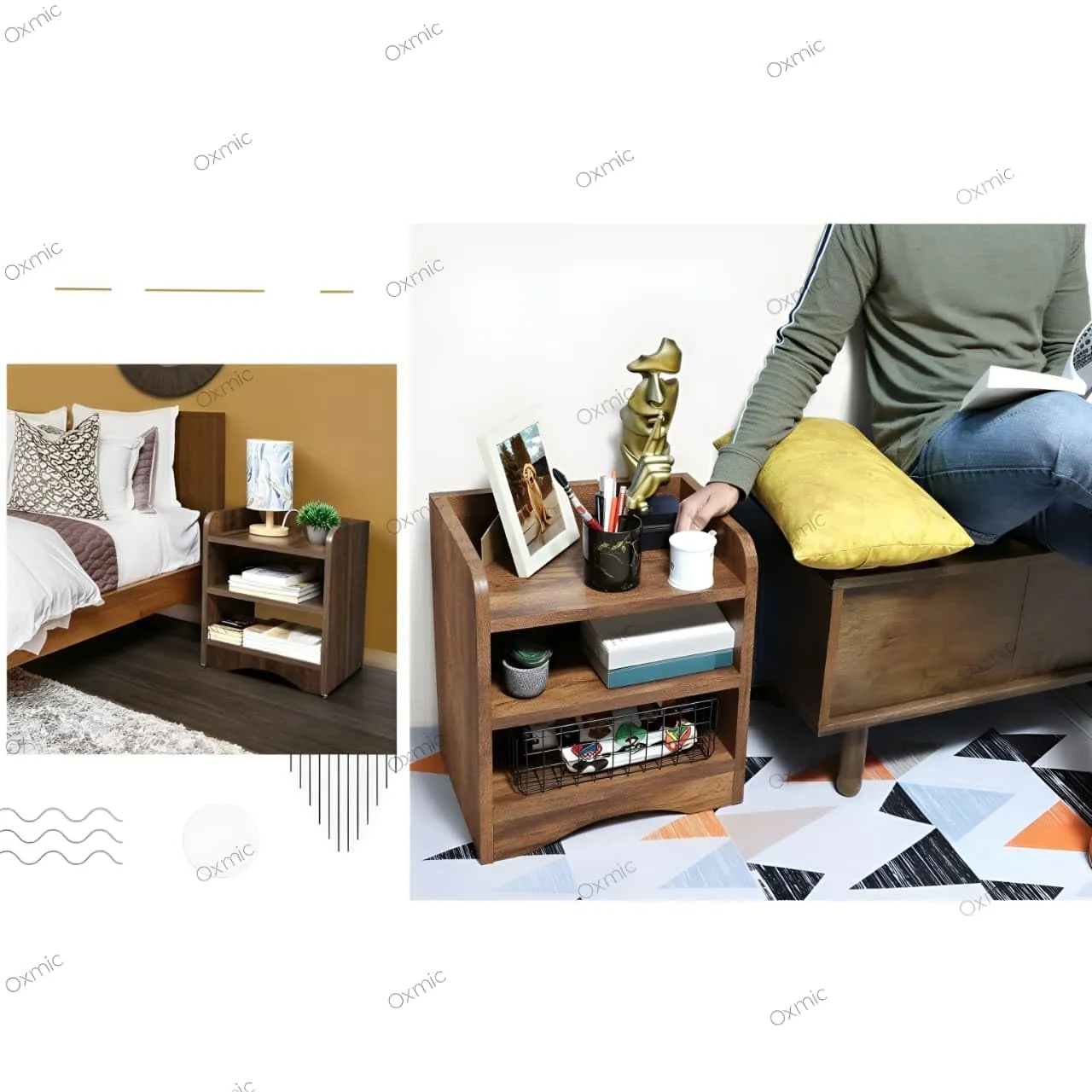 Rustic Open-Shelf Side Table