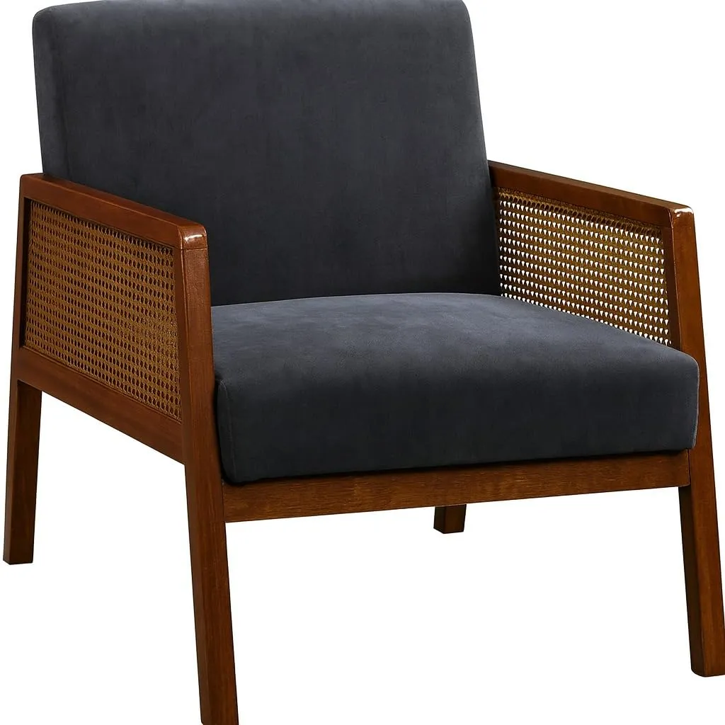 Sheesham Wood Arm Chair with Cane Back & Cushion