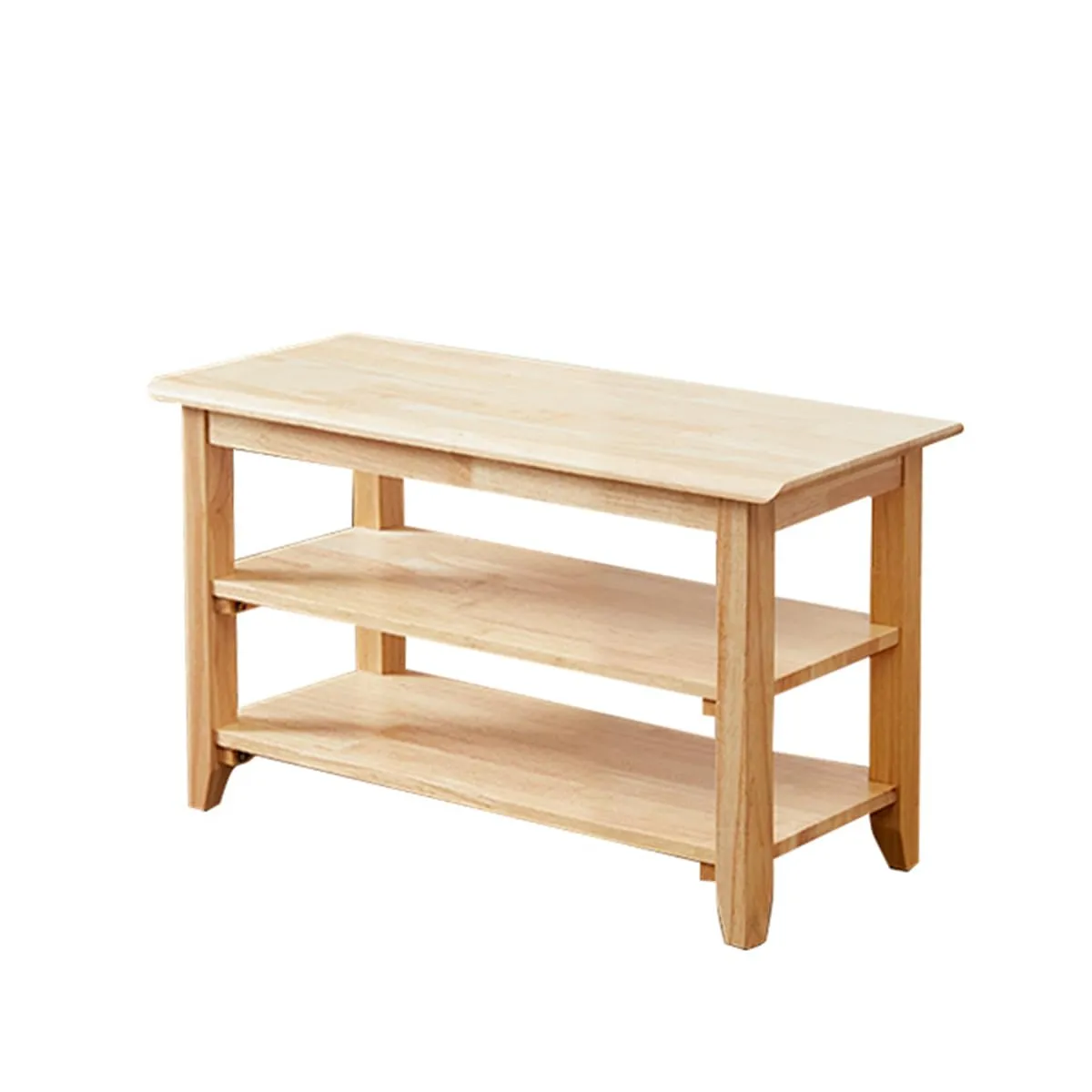 Wooden Shoe Bench (Natural, 60 cm)